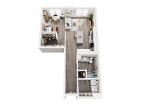 Floor plan for studio, 1 bath, 835 sqft